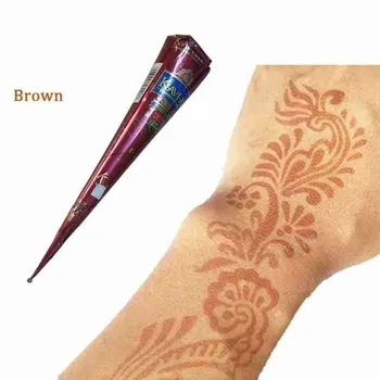 Prirodni Indijski Менди Smeđa Boja Kane Tijesto Konus Noge Žene Slika Konus Krema Za Ruke Privremeno Tijelo Za Tetovaža Matrica M F1I1