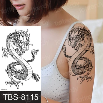 Privremena tetovaža feniks i zmaj, mačka životinje seksi tetovaža dizajne za žene, djevojčice ruka rame tattoo rukava pre body art prijenos vode