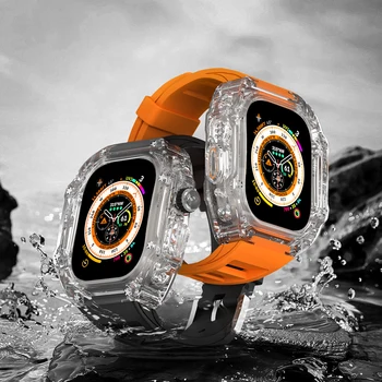 Prozirni Oštrica za Apple Watch 49 mm 44 mm 45 mm Фторкаучук Correa za Iwatch Serije Ultra 8 7 6 5 4 Se Gradski Sportski Mod Kit