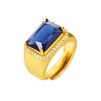 Prsten s Plavim Kamenom CZ Zlatne Boje, Vjenčanje Dekoracije, Muški Vjenčani Prsten s Kristalima, prikaz koji želite urediti do 7-11, Nikada Ne Blijedi