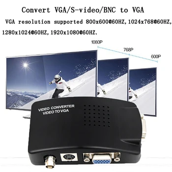 PzzPss VGA Konverter BNC SVIDEO u VGA Adapter VGA Out Pretvarač BNC u VGA Kompozitni Digitalni Preklopnik S KABELOM DC