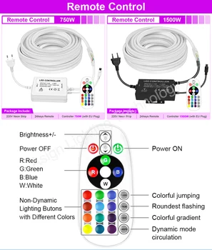 RGB Led Neon trake Svjetlosti 220 1500 W 750 W 5050 IP67 1-100 m Fleksibilna Traka S priključkom EU Tuya Smart Wifi/Bluetooth/daljinski Upravljač