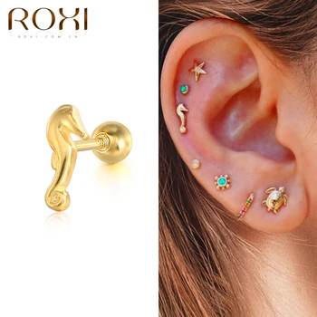 ROXI Ins Stil Multi Stil Male Naušnice Za Žene Nakit Od 925 Sterling Srebra Piercing Ušiju Vijak Naušnice-Roze Geometrijski Nakit