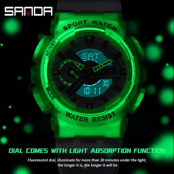 Sanda nove 3029 sat sjajni modni individualne Elektronski Sat fluorescentna sat u obliku Školjke Mens Watch