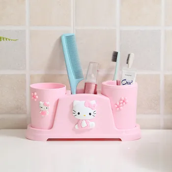 Sanrio Hello Kitty Kawaii Kreativno Pasta Za Zube Police Za Zubna Četkica Šalica Za Čišćenje Wc-A Par Set Šalica Za Čišćenje Kutija Za Skladištenje