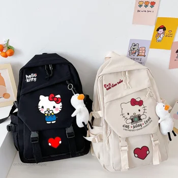 Sanrio Hello Kitty Naprtnjače Student Crtić Školska Torba Korejski Stil Кавайные Torbe Na Rame Y2k Casual Ruksak Za Djevojčice S Ovjesom