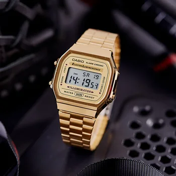 Sat Casio, zlatni sat, muški komplet, marke luksuznih led digitalni Vodootporni Kvarc Sportske vojne Ručni Sat relogio masculino A168WG-9W