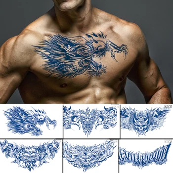 Sok Tetovaža Tinte Body Art Dugo Vodootporan Privremena Tetovaža Naljepnica Krila Dragon Tattoo Lažne Grudi Grudi Tetovaža Žene Muškarci