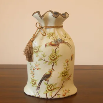 Stakleno keramička vaza Američki seoski kreativno vaza od джутового vreća kvalitetne europske berba ukrasni proizvodi su ručni rad