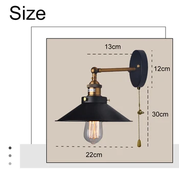 Starinski Zidna Svjetiljka Sa prekidačem E27, Industrijski Zidne Svjetiljke, Zidne Svjetiljke za Unutarnju Rasvjetu, Podesivi Retro-lampa za spavaće sobe u Potkrovlju