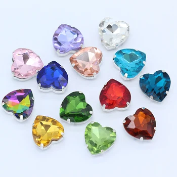 Sve dimenzije Srce vezenje staklo kamen Flatback zašiti kristal gorski kristal diamante bakar baza nakit za šlem DIY Odjeće