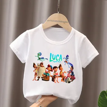 T-shirt Disney Luca Alberto Giulia s likom iz Crtića Za male dječake, Zabavne Dječje Majice, Odjeću Za djevojčice, Ljetne Dječje Majice s Kratkim rukavima