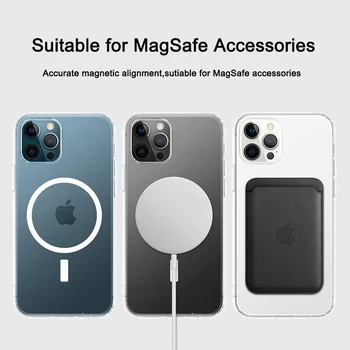 Torbica za Magsafe za iPhone 11 12 13 14 Pro Max Mini XR X Xs 7 8 Plus SE2 Magnetski Torbica za Bežično Punjenje Prozirni Akril