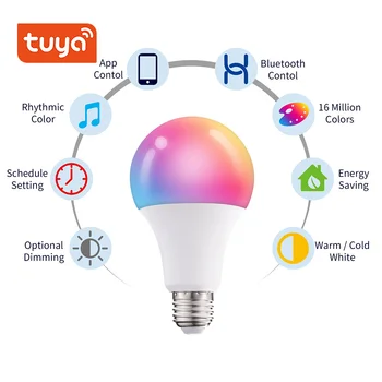 Tuya Bluetooth Led Žarulja E27 B22 20 W RGB Pametna Lampa 110 220 RGB + CW + WW Promjena Boje Zamračenje PROGRAM Upravljanja Za uređenje Doma