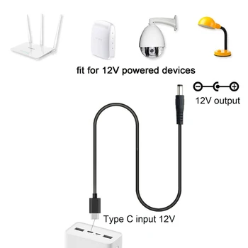 USB C Type-C PD do 12 U 5,5x2,5 mm Pretvarač Kabel Ventilatora Lampe za Ruter 1,2/2/3 m