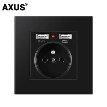 Utičnica napajanja AXUS Francuska, utičnica USB priključak za punjenje 5 2.1 A Zidne utičnice za PC USB port za punjenje Ac100-250V LED on/off