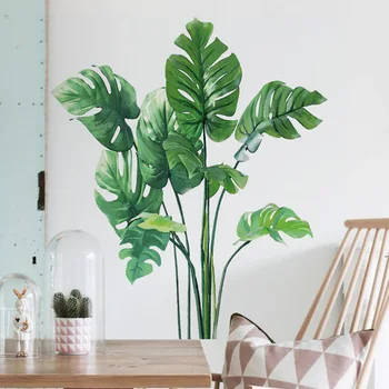 Velike Tropske Zelene Biljke Listovi Naljepnice Za Zid Home Dekor Sobe Dlan Naljepnica Uređenje Prostorija PVC Freske
