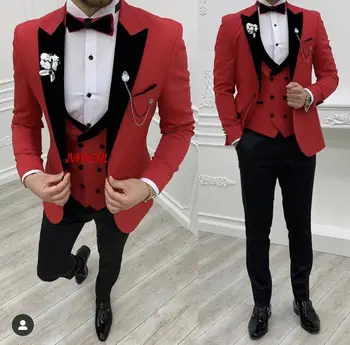 Vjenčanica Slim Fit Mladoženja Muška Odijela Odijelo Homme Brak Mladoženja Odijela Tuxedos 3 Kom. Večernje Prom Terno Masculino Blazer