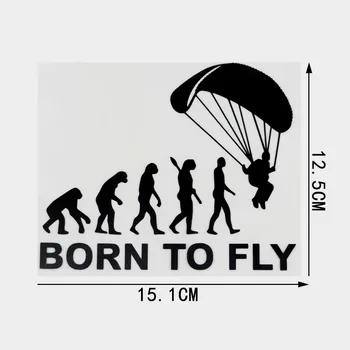 YJZT 15,1 cm x 12,5 CM Skakanje s padobranom Evolucija Rođen Letjeti Silueta Vozila Vinil Naljepnica Naljepnica Crna/Srebrna 8A-1447