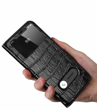 YXAYN Prirodna koža крокодиловый uzorak Za iPhone X XS XR 11 Pro MAX 13 Pro MAX Prozirni Prozor s Gornjim Poklopcem Torbica Za Telefon