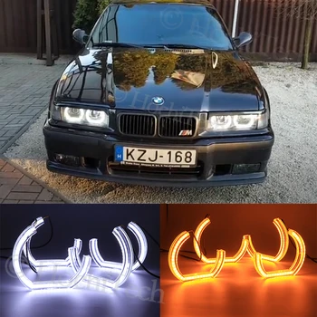 Za BMW E36 serije 3 s Eura svjetla 1992-1998 Crystal DTM Stil LED Anđeoske Oči Svjetlo Bijelo i žuto Поворотник Halo