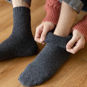 Zimske Debele Tople Muške Vunene Čarape Običan Svakodnevni Plus Baršun Холодостойкие Kašmir Zimske Muške Čarape 5 Parova
