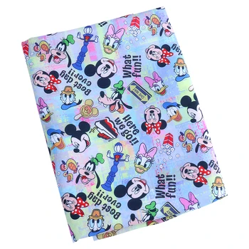 Širina 145 cm Disney Mickey I Minnie Here We Go Poliester Pamučna Tkanina za Šivanje Dječje Odjeće Šarenilo Šivanje DIY Rukotvorina