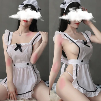 Žene Seksi Lolita Sluškinja Komplet Donjeg Rublja Nabran Pregača Haljina Cosplay Uniforma Odjeću