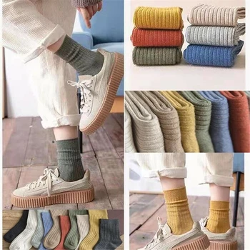 Ženske Jesensko-zimske čarape Berba Tople Vunene Prozračna Elastične Čarape