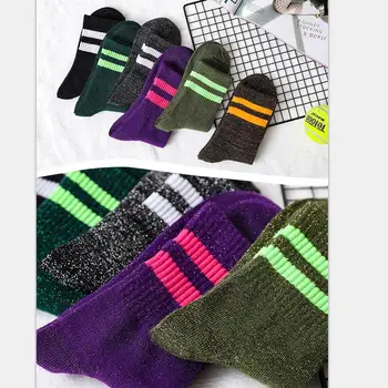 Ženske čvrste sportske čarape s metalnim uzorkom, čarapa na щиколотке s люрексом, sa 2 trake na pljuska, Kratke zimske čarape na pruge za djevojčice, 5 parova/lot AL147SC