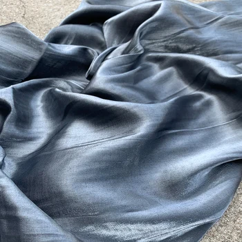 Глазурованный svila siva metalik sjaj tanka ogrnuti haljina lanena tkanina